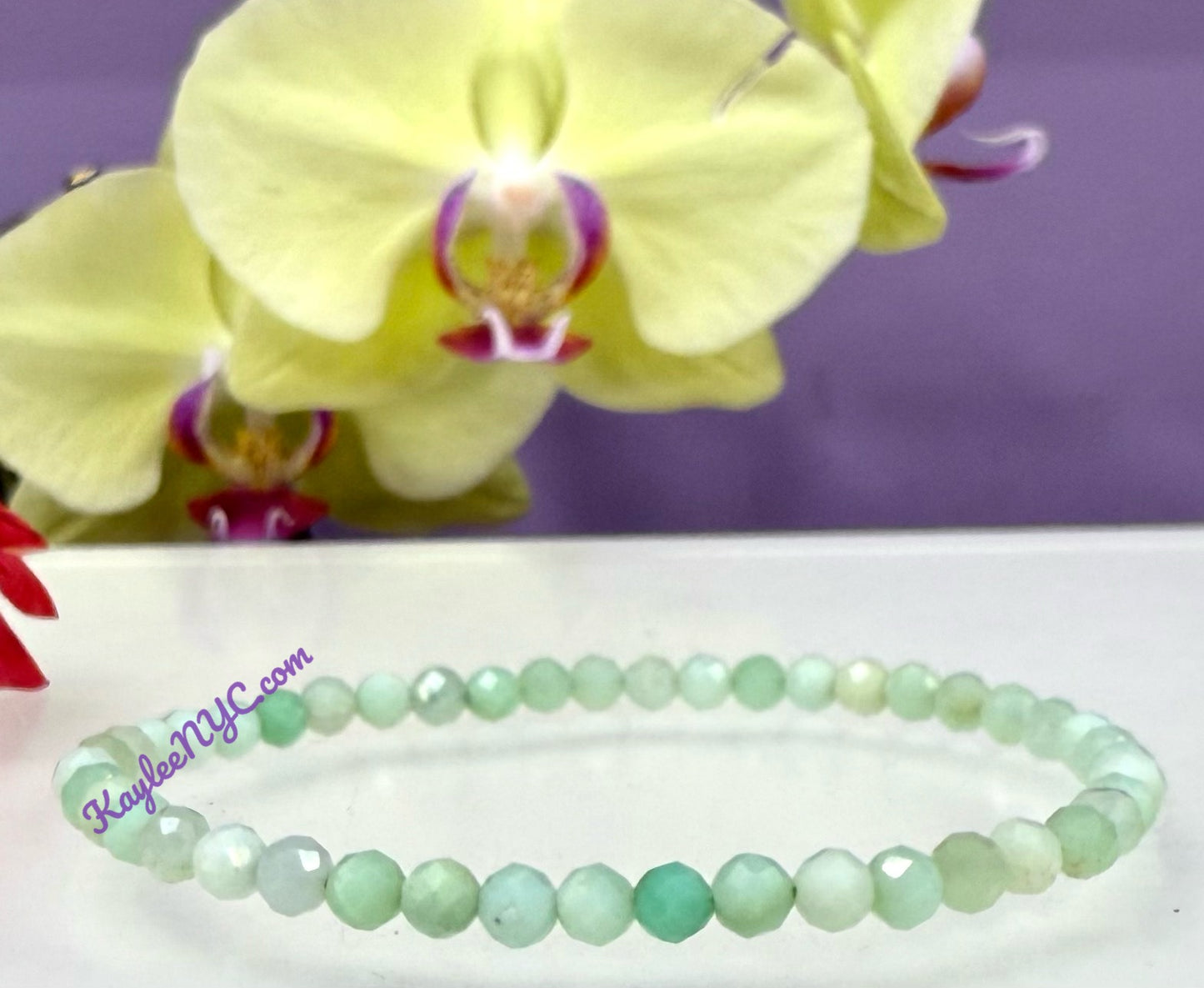 Wholesale Lot 6 Pcs 4mm Faceted Natural Chrysoprase 7.5” Crystal Healing Stretch Bracelet