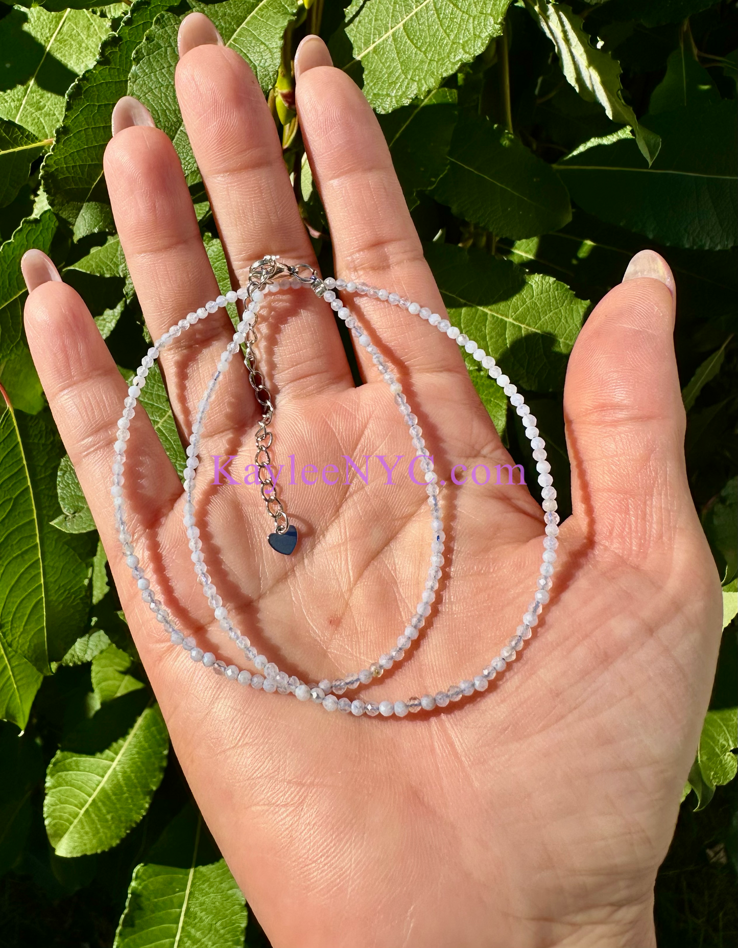 6 PCs 2mm Natural Blue Laces Agate Necklaces