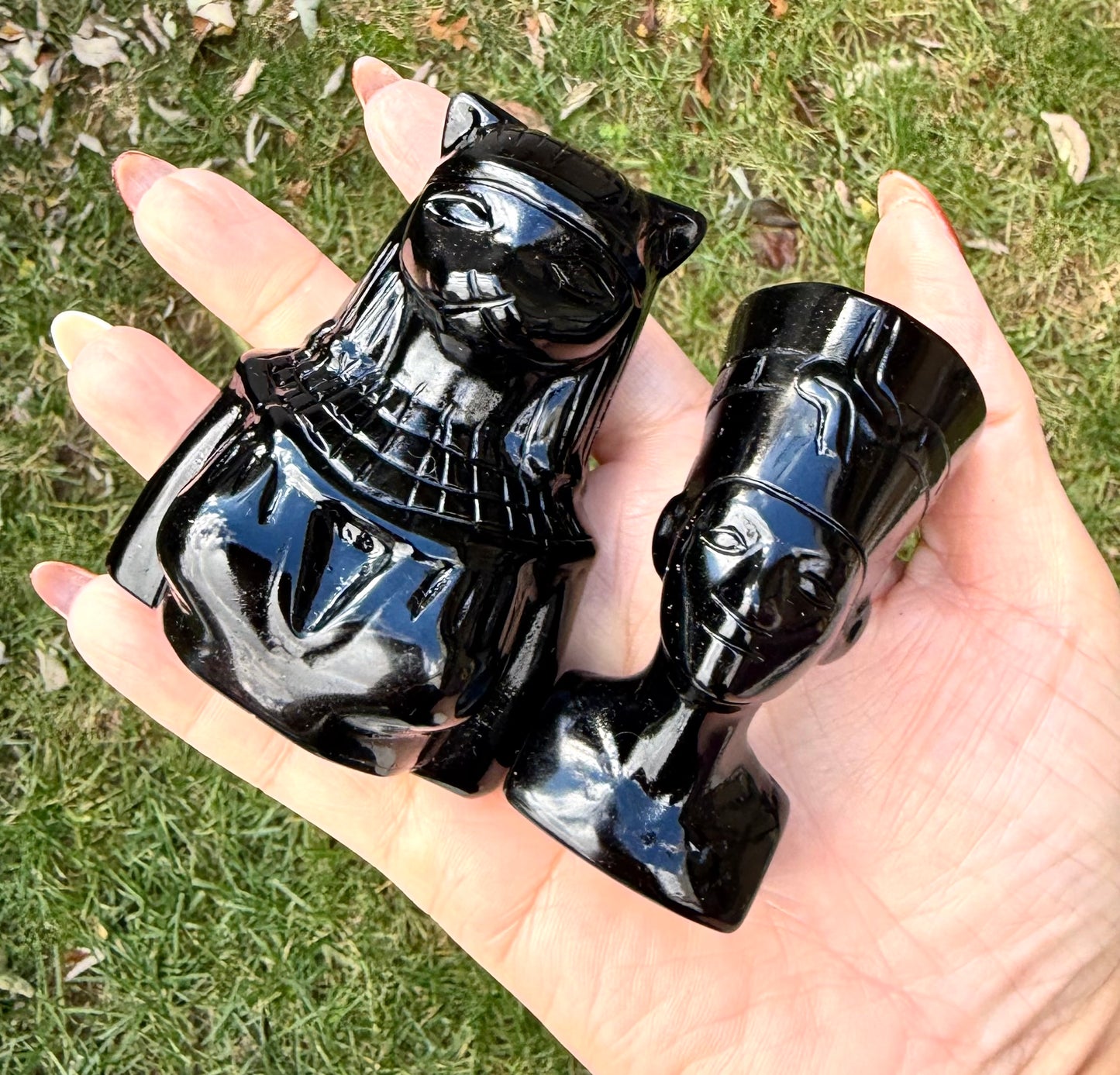 Wholesale Lot pcs 10cm Natural Black Obsidian Egyptian Carving Crystals Healing Energy