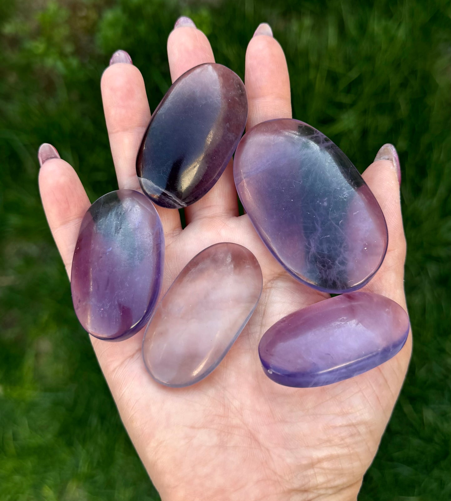 Wholesale Lot 2 Lbs Natural Purple Fluorite Crystal Palm Stone Healing Energy