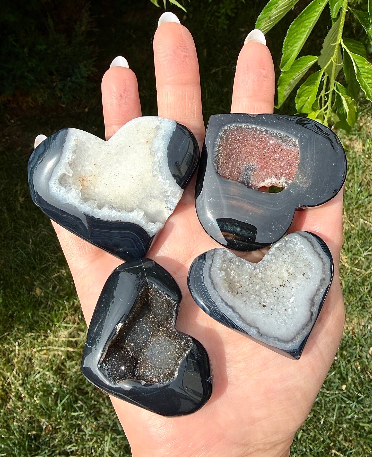 Wholesale 2 Lb Lot Natural Druzy Onyx Heart Crystal Energy