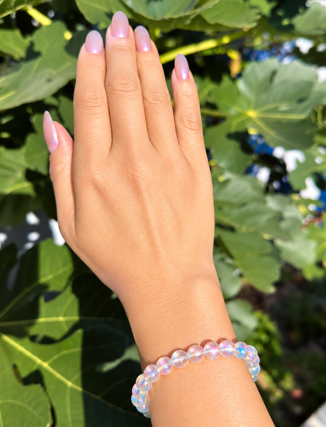 Wholesale 6 Pcs Angel Aura Clear Quartz 8mm 7.5” Crystal Healing Stretch Bracelet