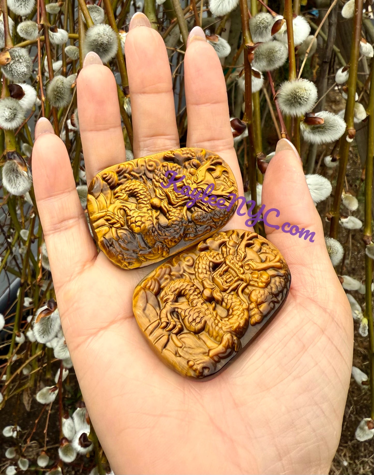 4 PCs Natural Tiger Eye Dragon Crystals Healing Energy