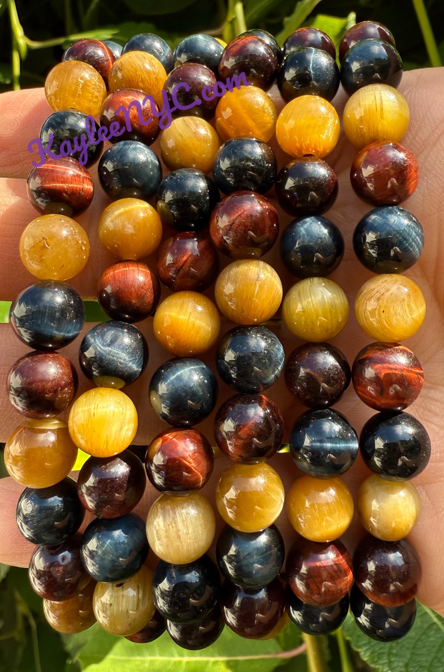 Wholesale Lot 6 Pcs Mix Tiger Eye 8mm 7.5” Crystal Healing Stretch Bracelet