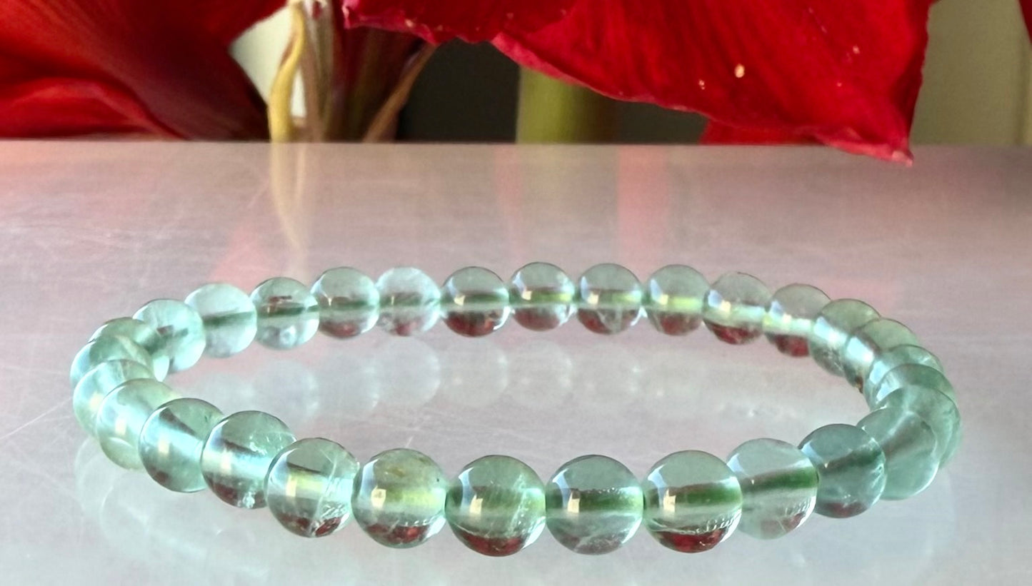 Wholesale 6 Pcs Natural Green Fluorite 6mm 7.5” Crystal Healing Stretch Bracelet