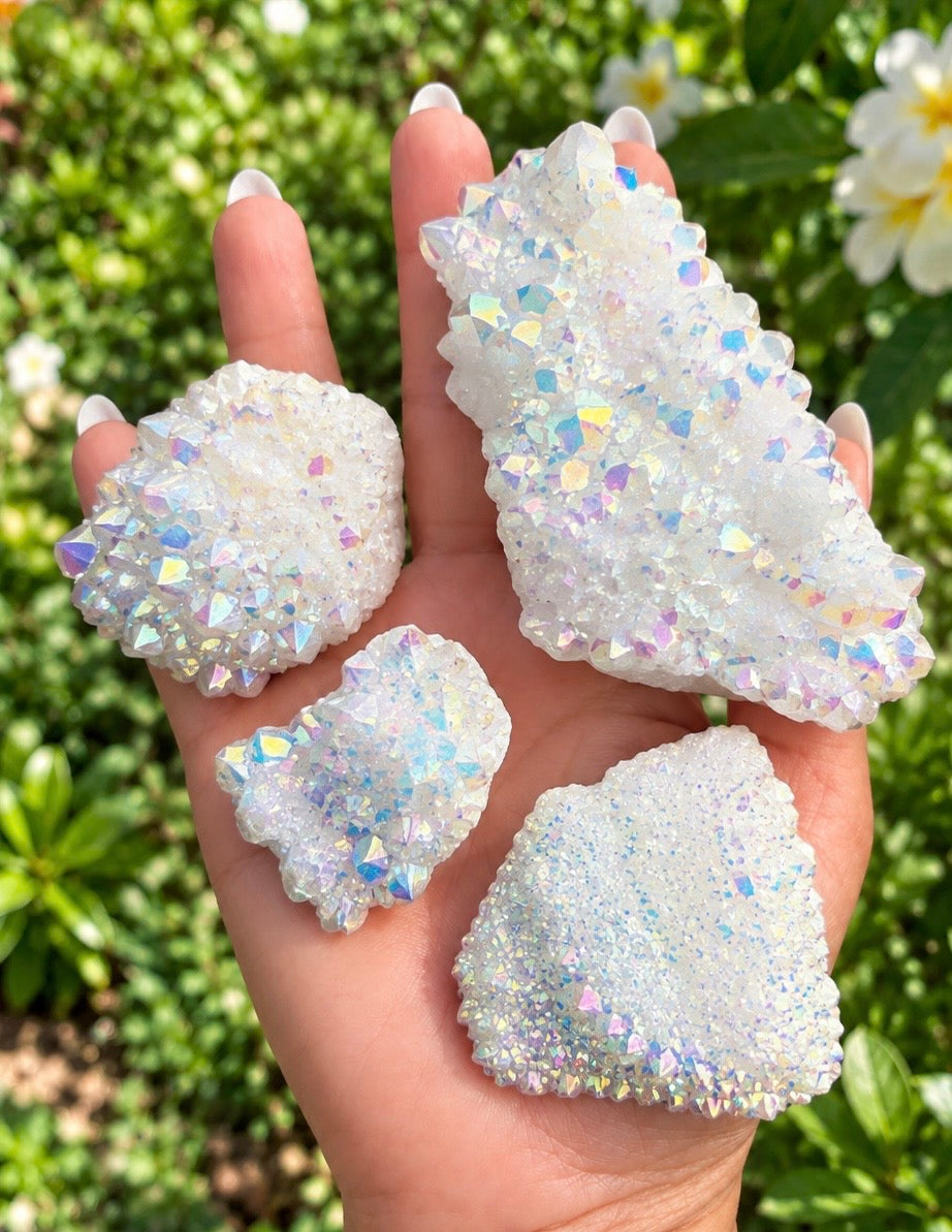 Wholesale Lot 2 Lbs Angel Aura Quartz Cluster Crystal Raw Nice Quality
