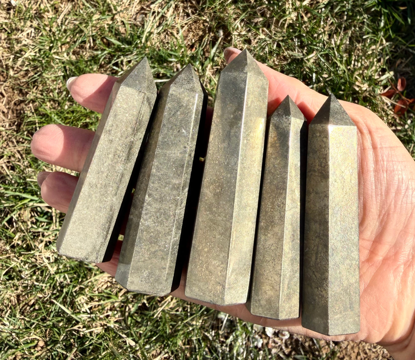 Wholesale Lot 2 Lbs Natural Pyrite Tower Obelisk Point Crystal Energy