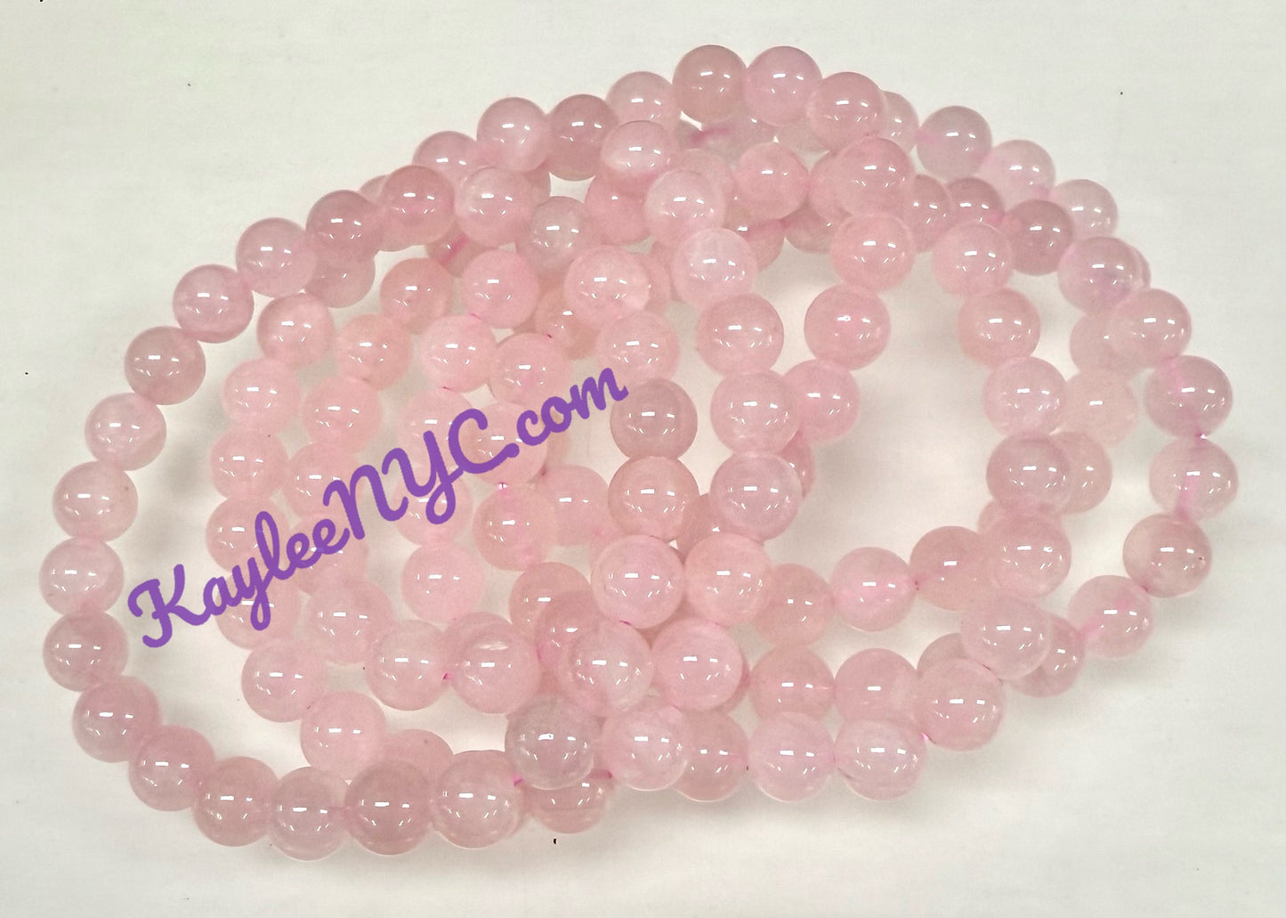 Wholesale 6 Pcs Natural Rose Quartz 8mm 7.5” Crystal Healing Stretch Bracelet
