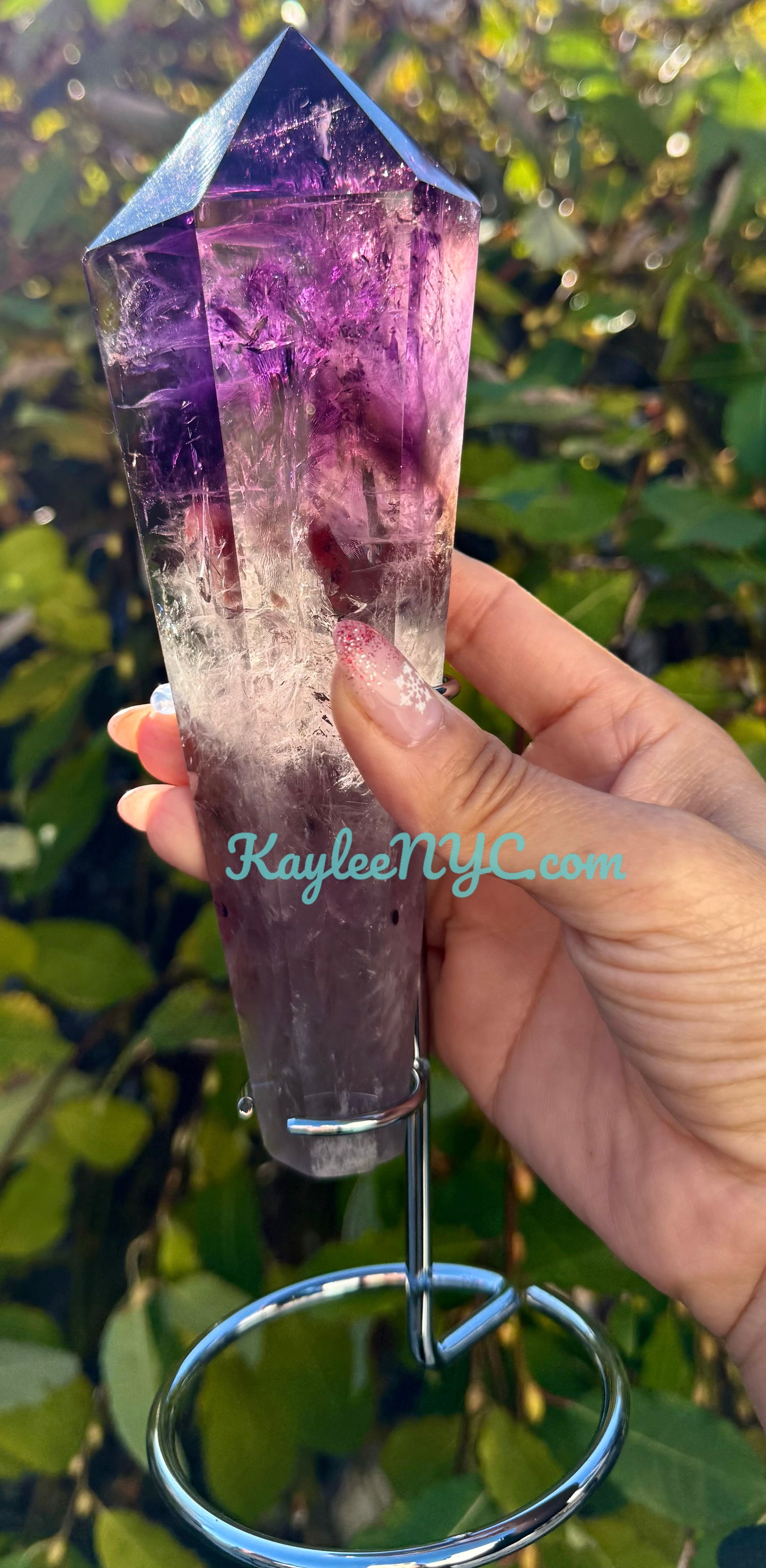 Wholesale Lot 3 pcs Natural Amethyst Scepter w stand Crystal Energy