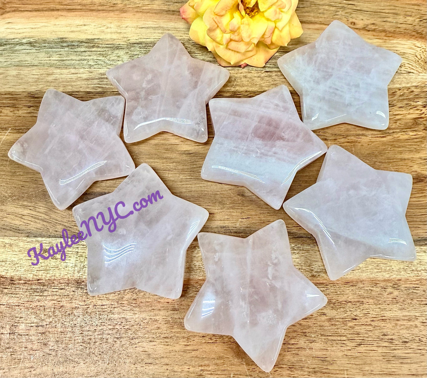 Wholesale Lot 7 pcs Natural Rose Quartz Stars Crystals Healing Energy