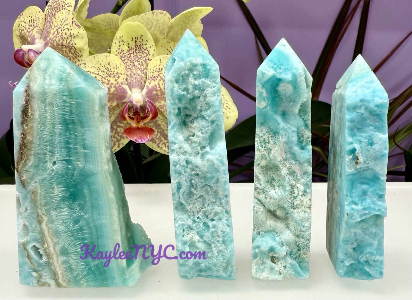 1 lb Natural Blue Aragonite Obelisk Tower Crystals Healing Energy