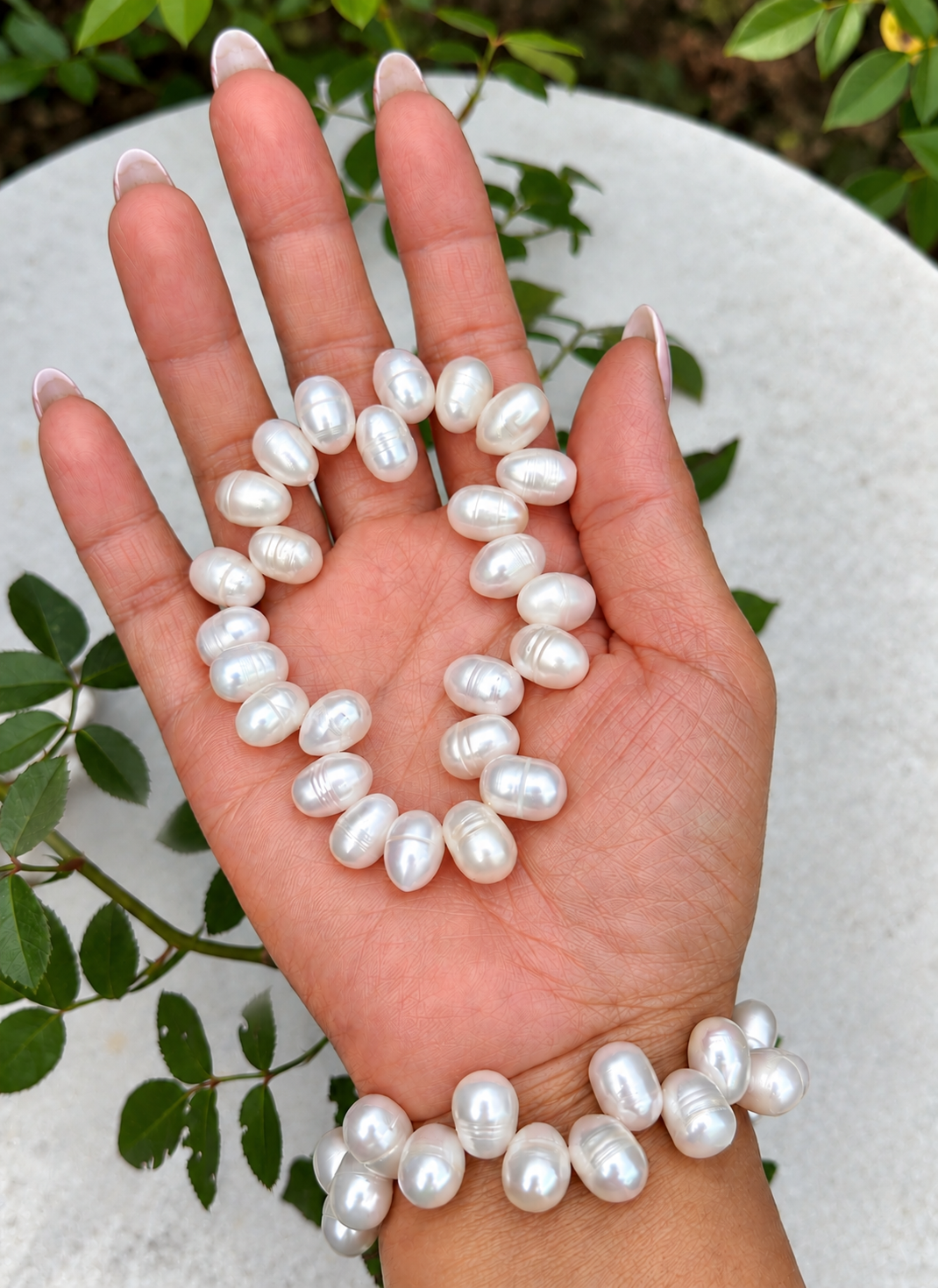 Wholesale 6 Pcs 8x12mmNatural Freshwater Pearl Healing Stretch Bracelet 7.3”
