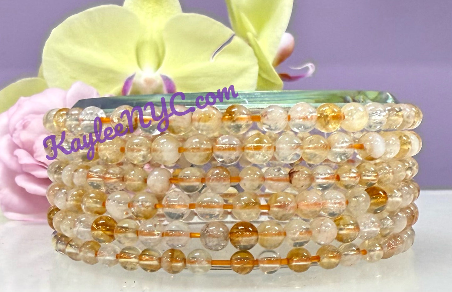 Wholesale Lot 6 Pcs Citrine 4mm 7.5” Crystal Healing Stretch Bracelet