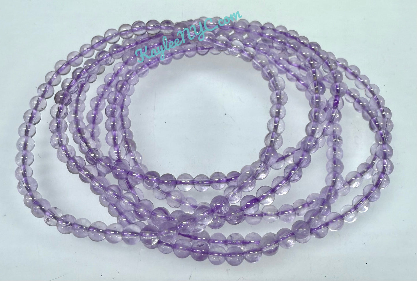Wholesale Lot 6 Pcs Natural Lavender Amethyst4mm 7.5” Crystal Healing Stretch Bracelet