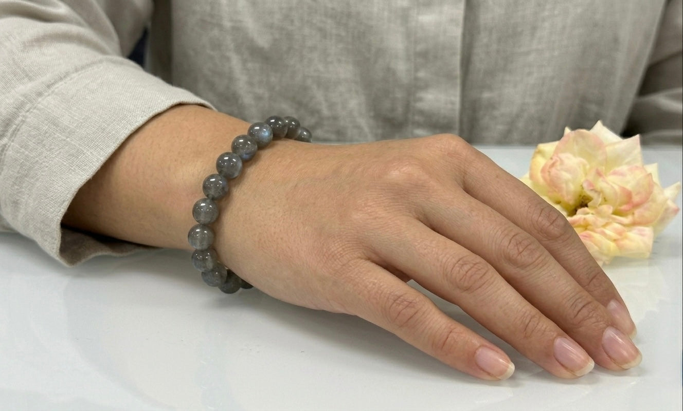 Wholesale 6 Pcs Natural Labradorite 8mm 7.5” Crystal Healing Stretch Bracelet