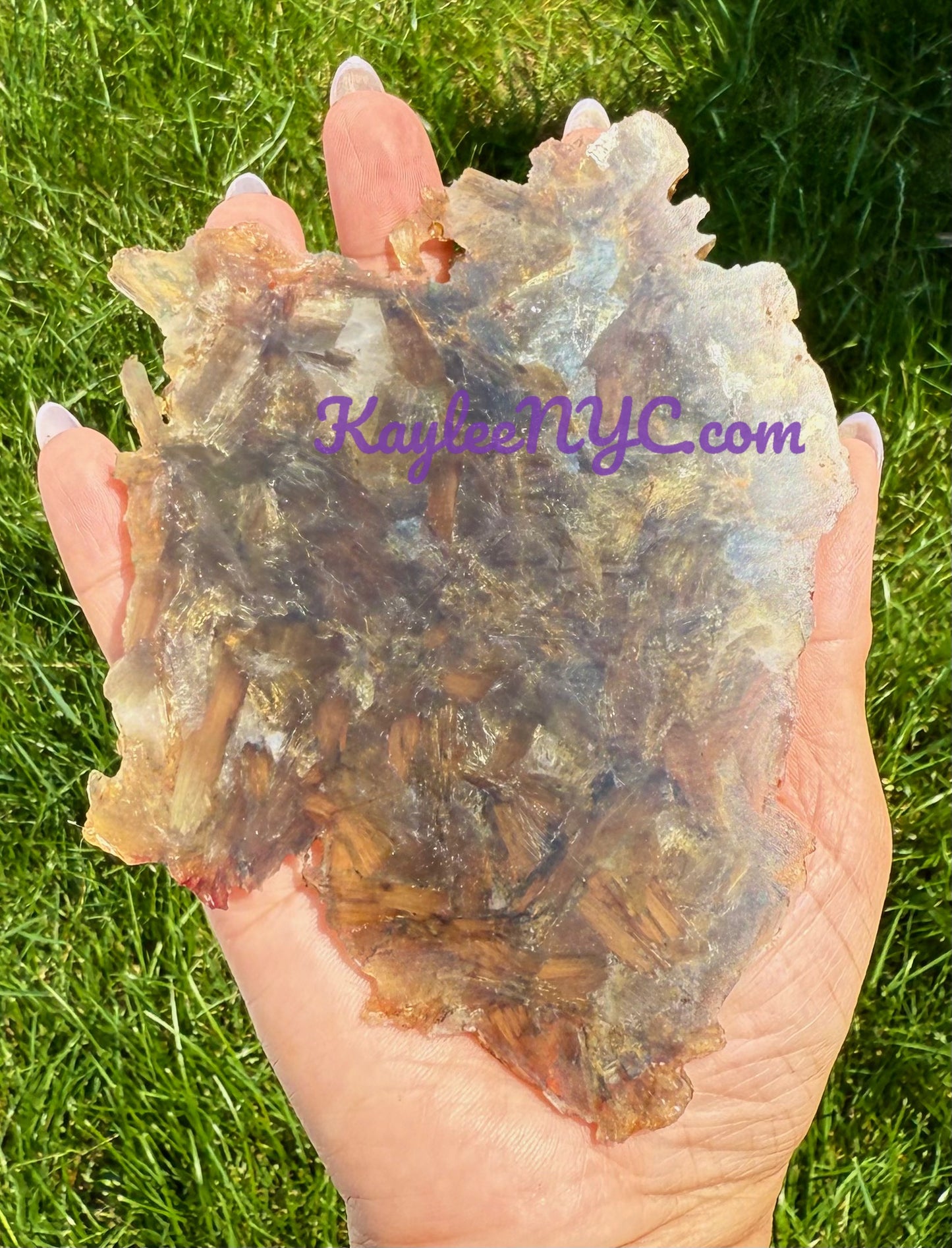 3 PCs Natural Golden Lepidolite Mica Slabs