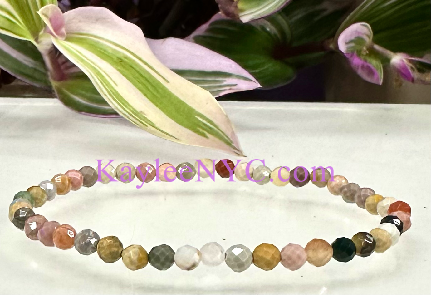 6 PCs 4mm Natural Alashan Agate Faceted Bracelet 7.5”