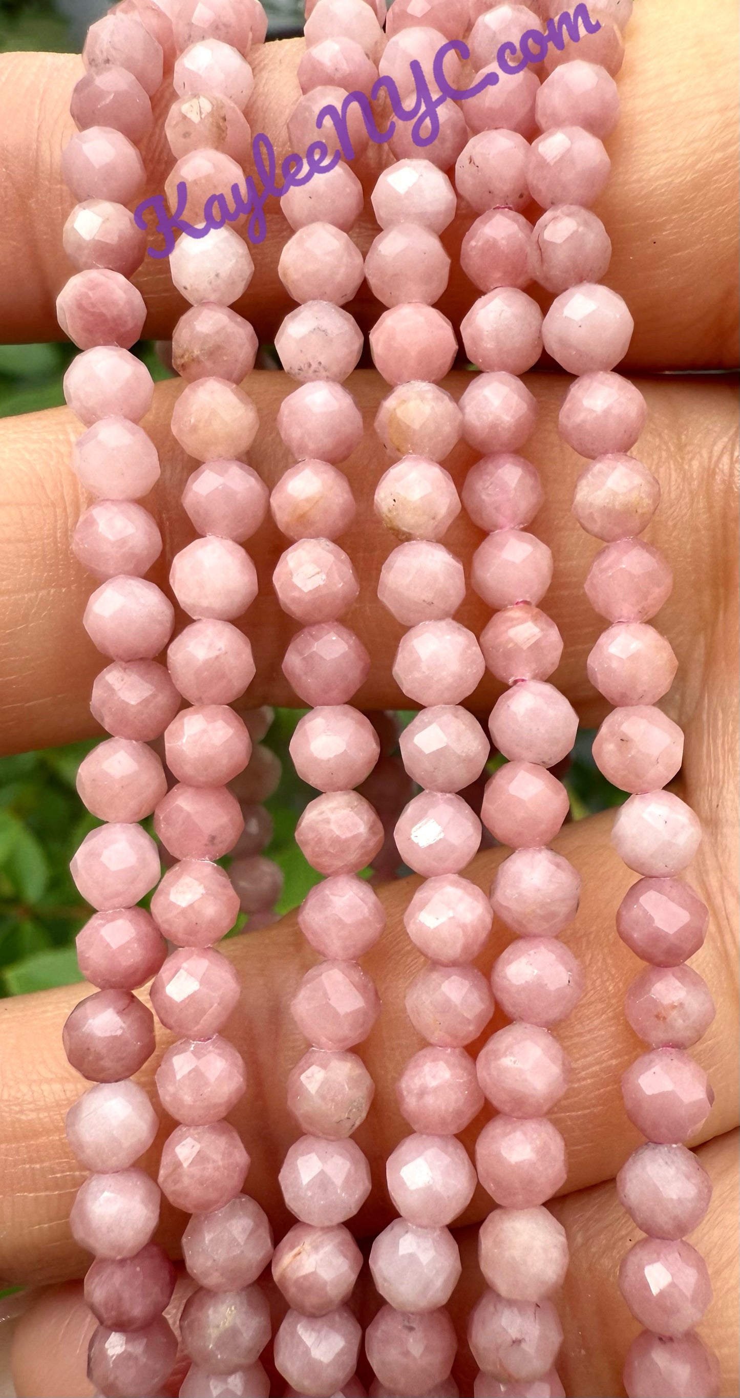 Wholesale Lot 6 Pcs Natural Faceted Pink Opal 4mm 7.5” Crystal Healing Stretch Bracelet