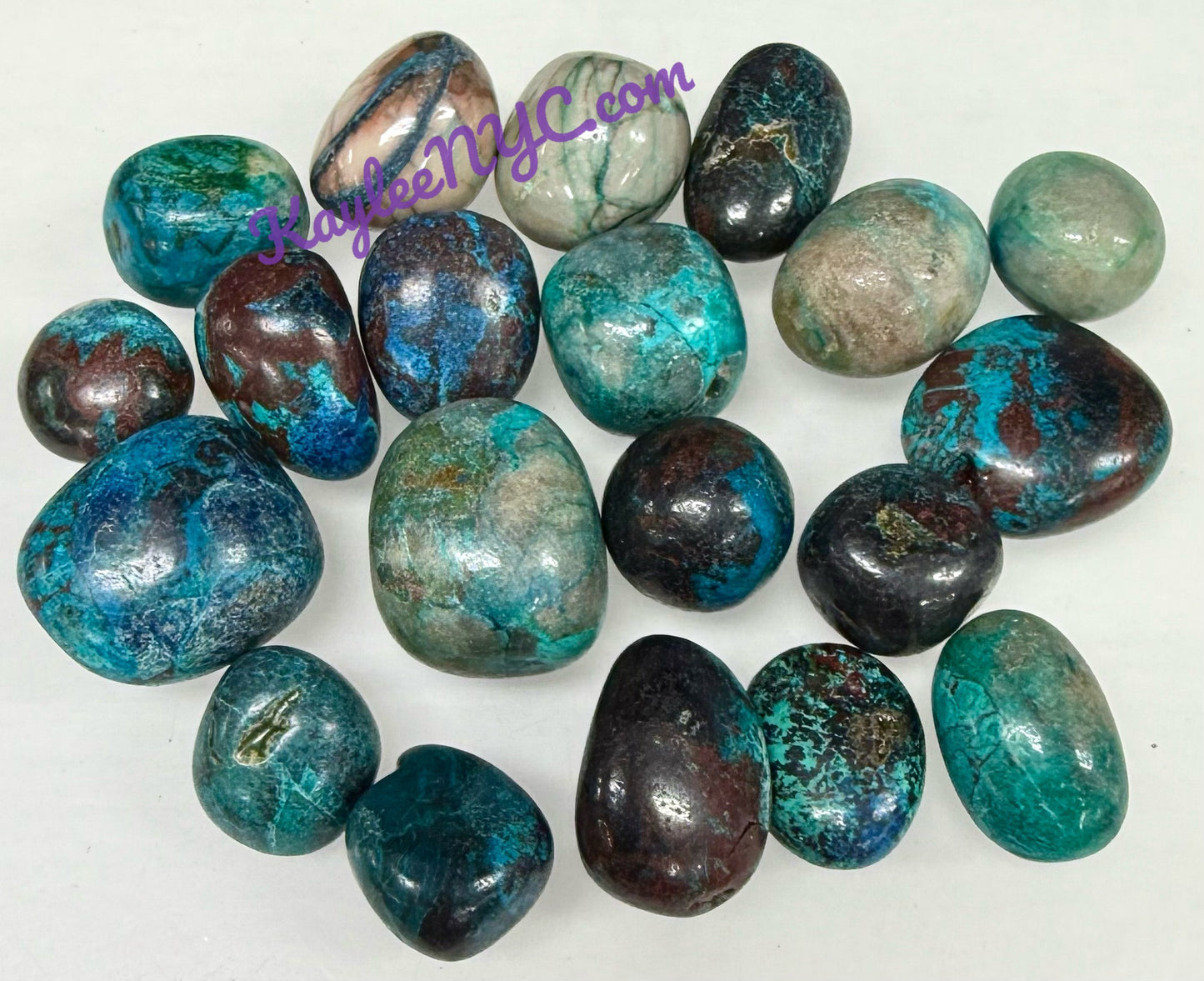 1 lb Natural Chrysocolla Shattuckite Azurite Dioptase Malachite Cuprite Hematite Quartz Tumble Crystals