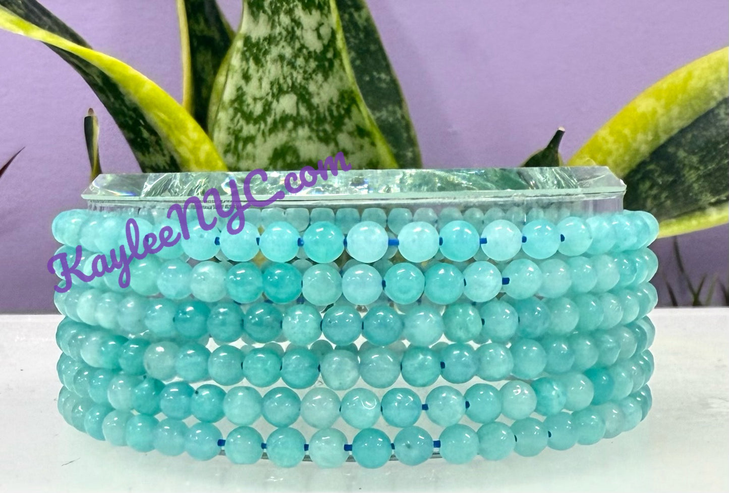 Wholesale Lot 6 Pcs Natural Amazonite 4mm 7.5” Crystal Healing Stretch Bracelet