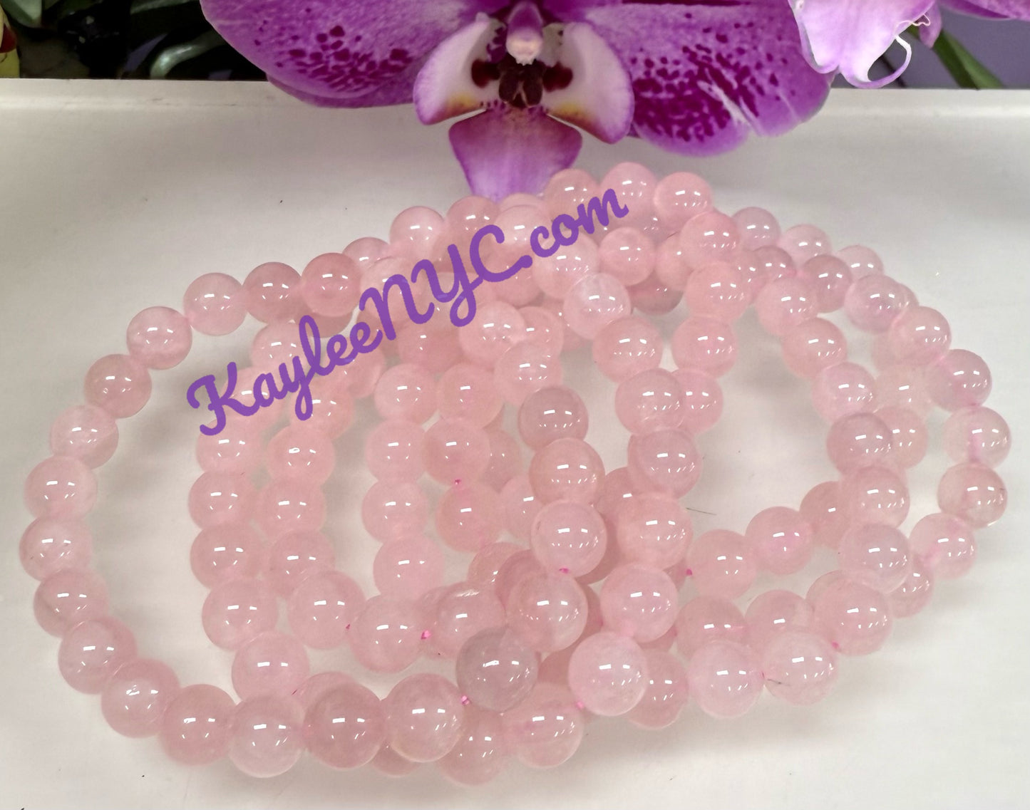 Wholesale 6 Pcs Natural Rose Quartz 8mm 7.5” Crystal Healing Stretch Bracelet