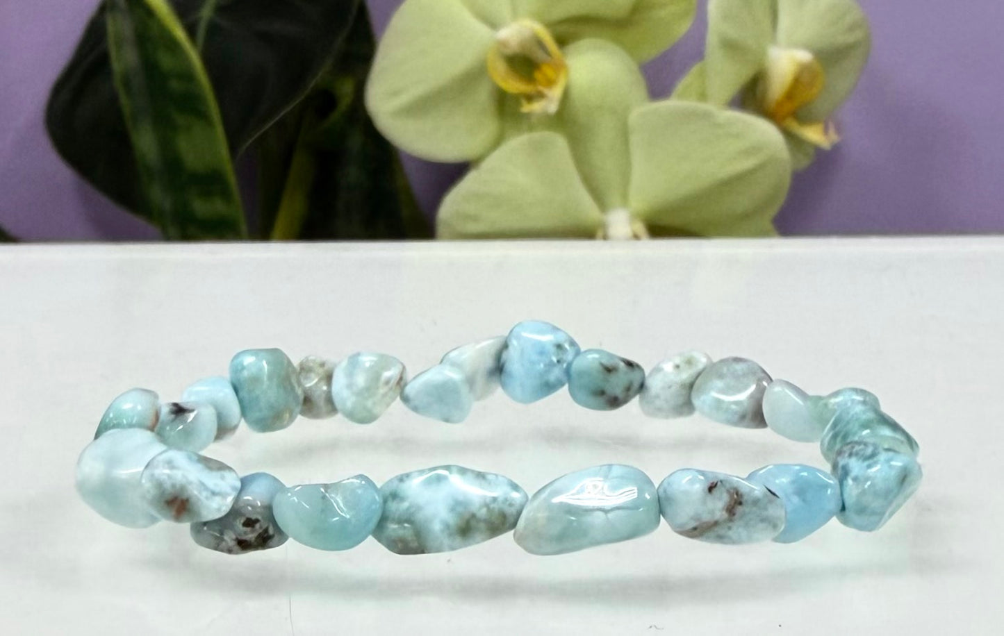 Wholesale 6 Pcs 6mm Larimar Natural Crystal tumble Stretch Bracelet 7.5”