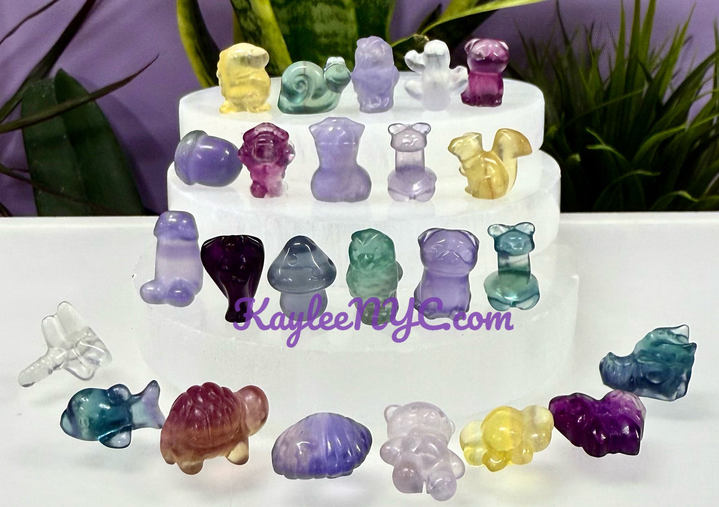 24 pcs Natural Mini Candy Fluorite Carvings