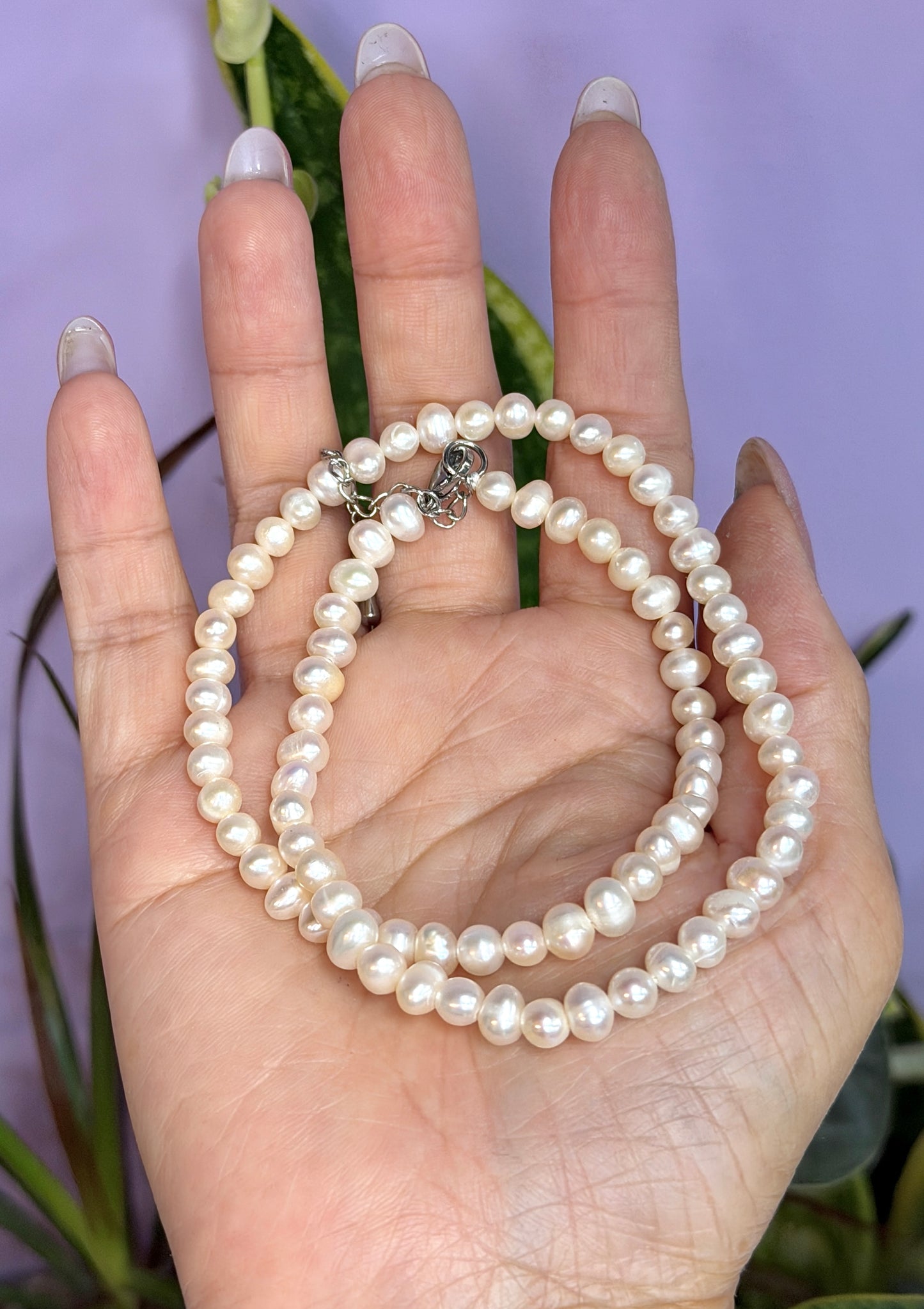 6 PCs 6 pcs ~6mm Natural Freshwater Pearl Necklace Healing Energy