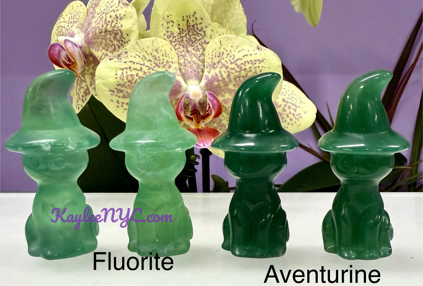 Wholesale Lot 8 pcs 6cm Natural Crystals Witch Hat Cat Healing Energy