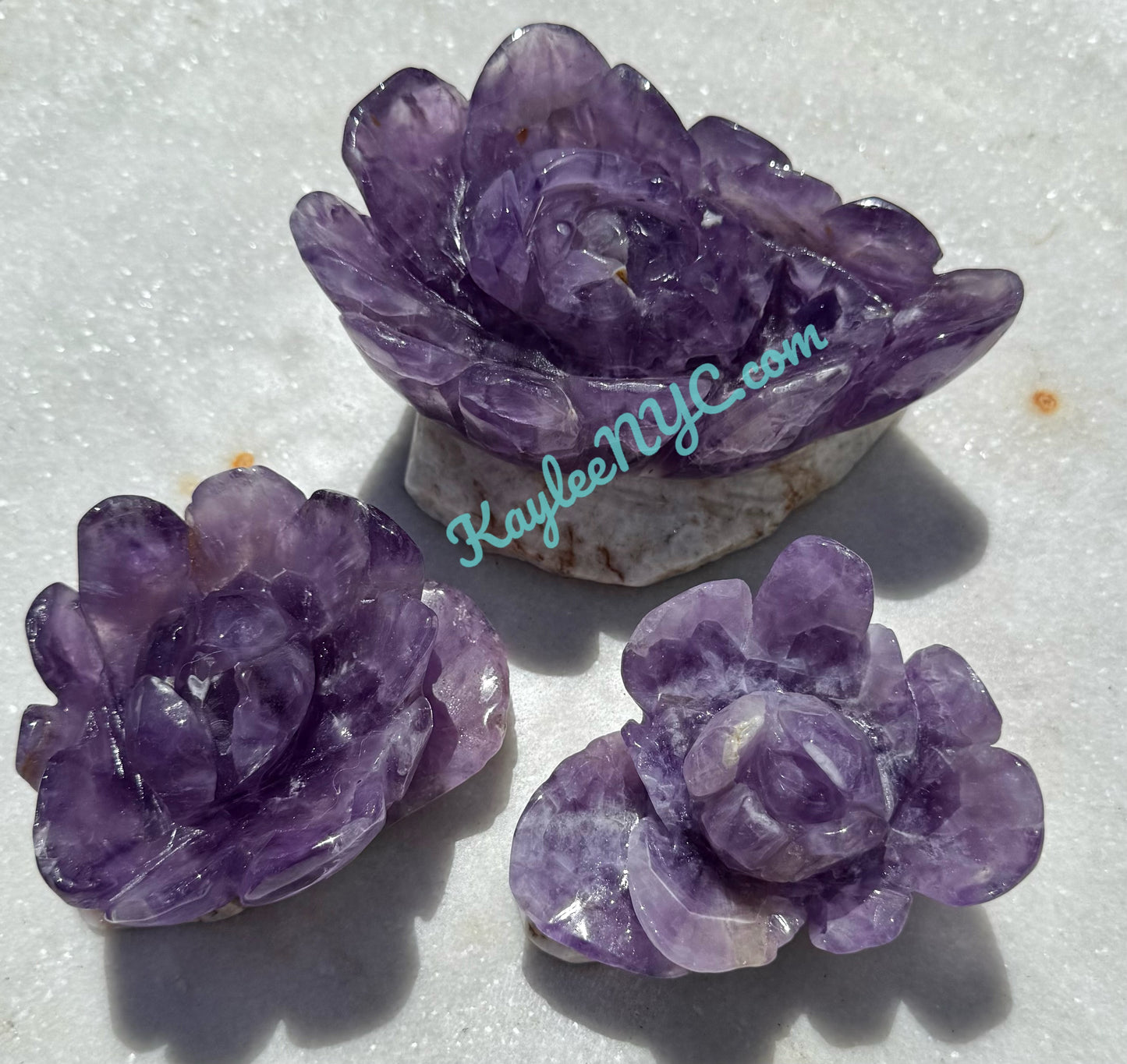3-4 PCs Natural Amethyst Flowers Carving Crystals Healing Energy
