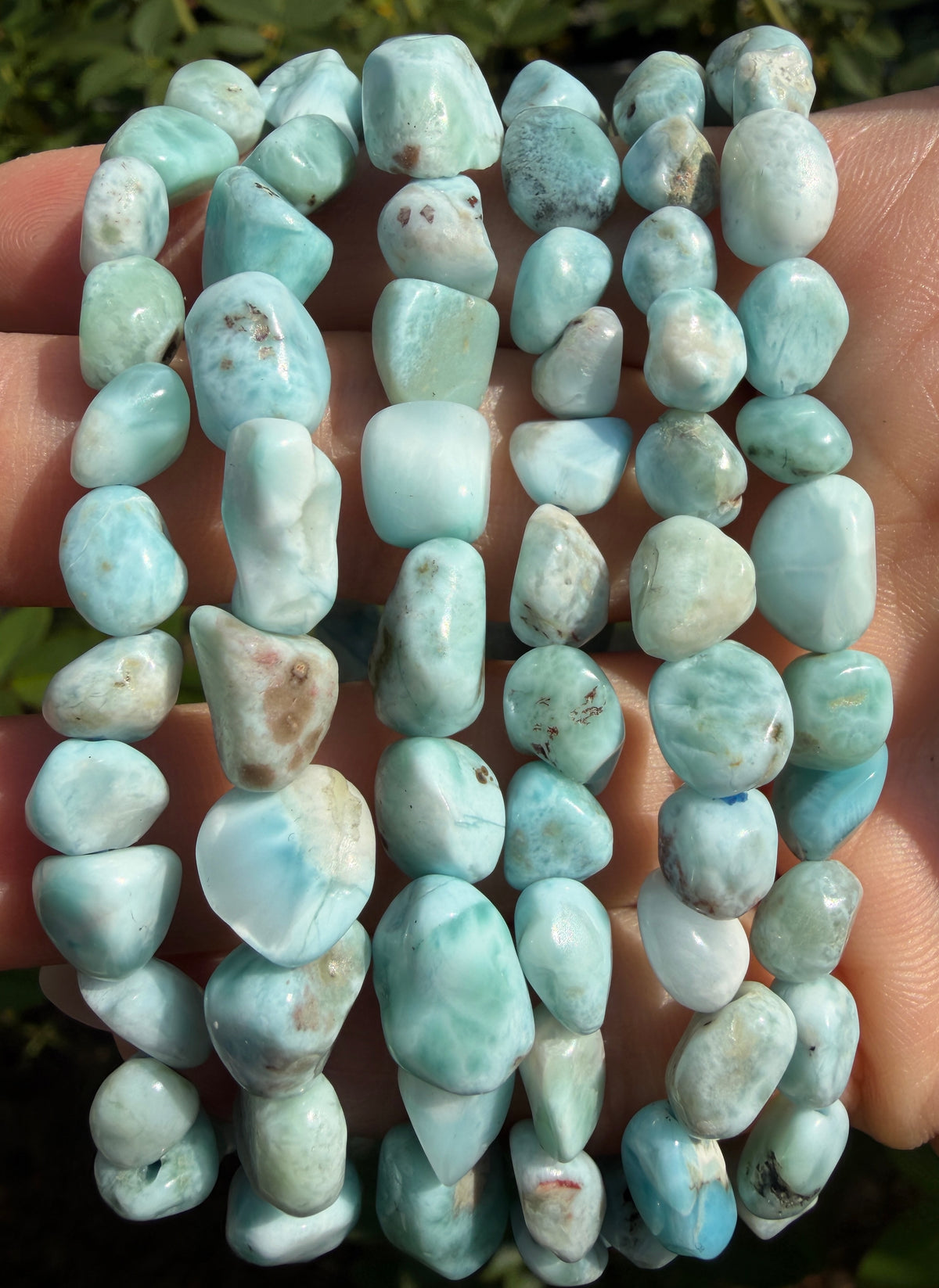 Wholesale 6 Pcs 6mm Larimar Natural Crystal tumble Stretch Bracelet 7.5”