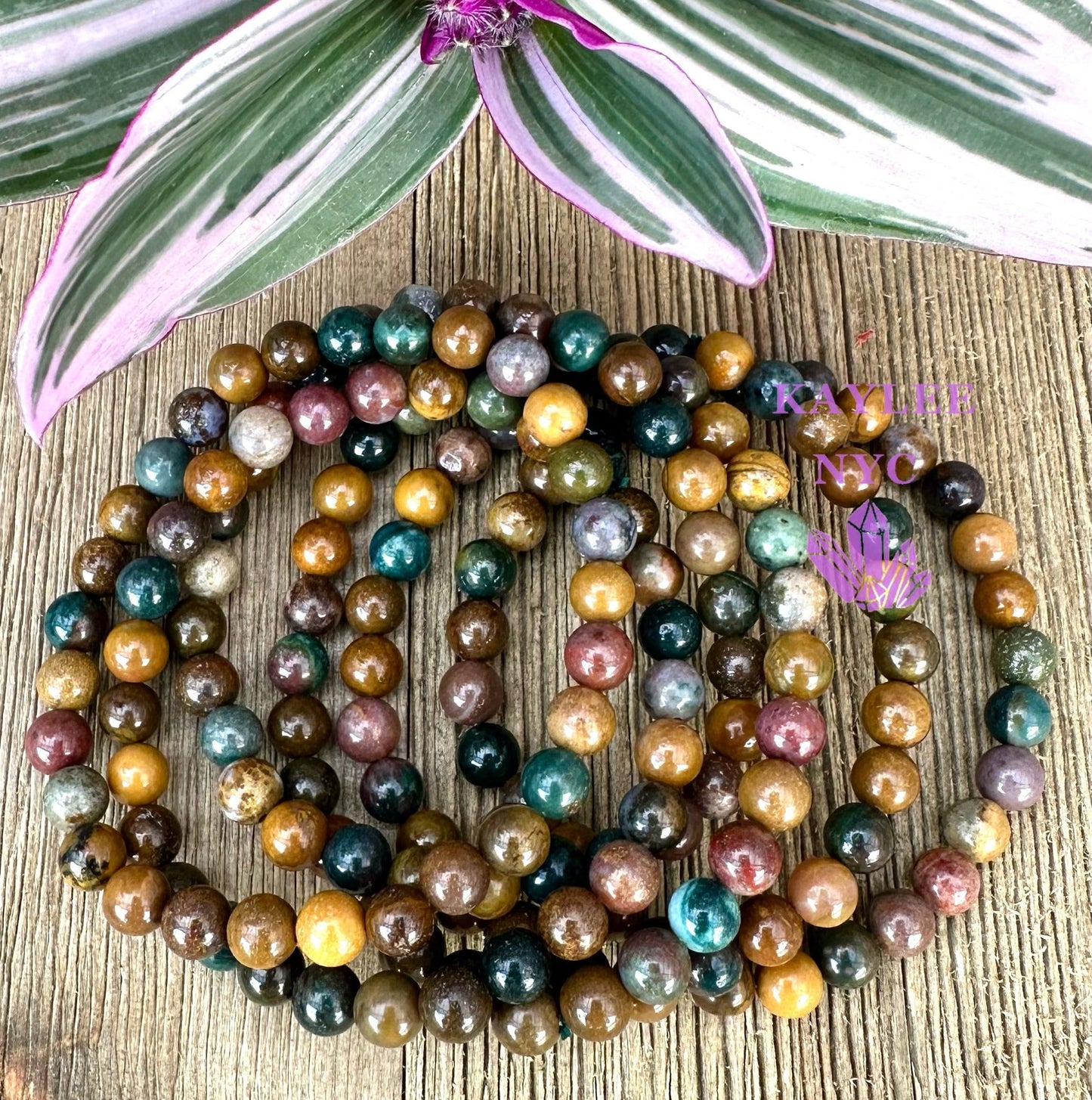 Wholesale 6 Pcs Natural Marine Jasper 6mm 7.5” Stretch Bracelet Crystal Healing Energy