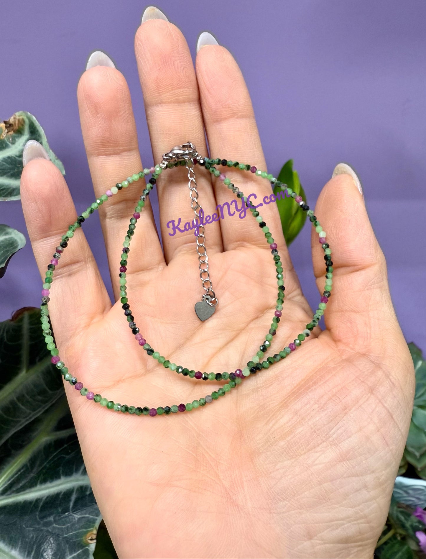 6 PCs 2mm Natural Ruby Zoisite Necklaces
