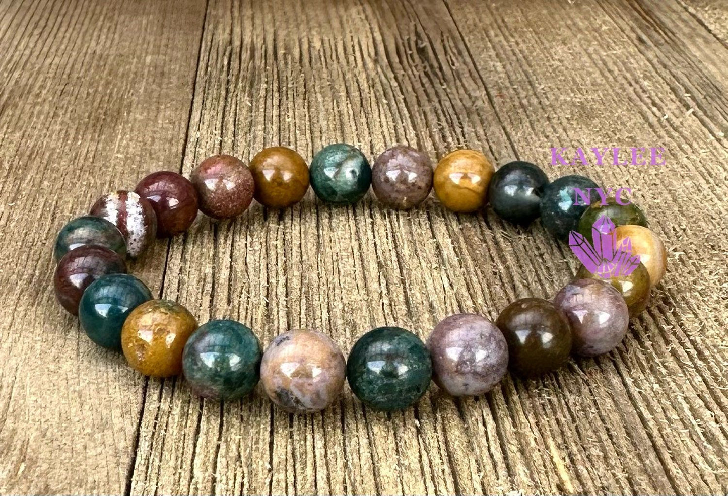 Wholesale 6 Pcs Natural Marine Jasper 8mm 7.5” Stretch Bracelet Crystal Healing Energy
