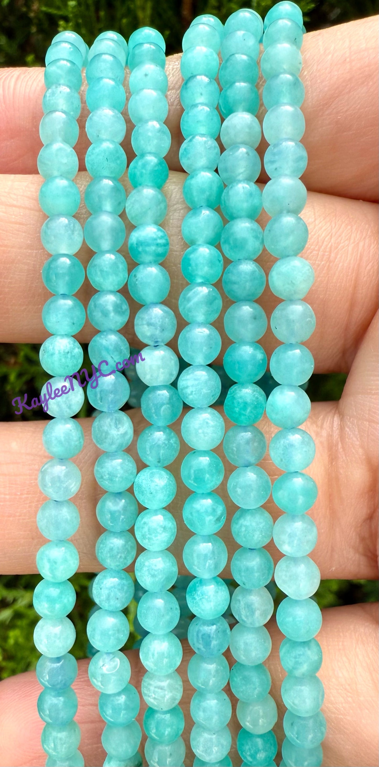 Wholesale Lot 6 Pcs Natural Amazonite 4mm 7.5” Crystal Healing Stretch Bracelet
