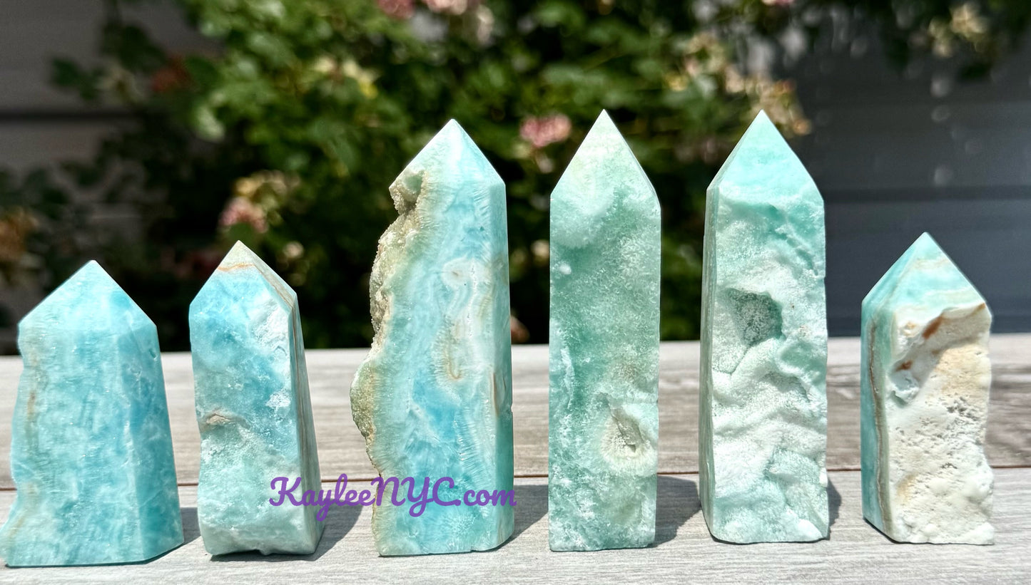 1 lb Natural Blue Aragonite Obelisk Tower Crystals Healing Energy