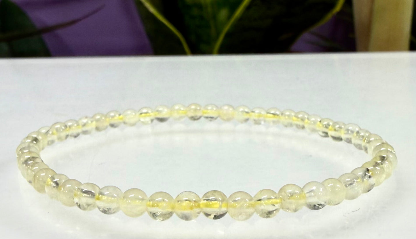 Wholesale Lot 6 Pcs Natural Lemon Quartz 4mm 7.5” Crystal Healing Stretch Bracelet