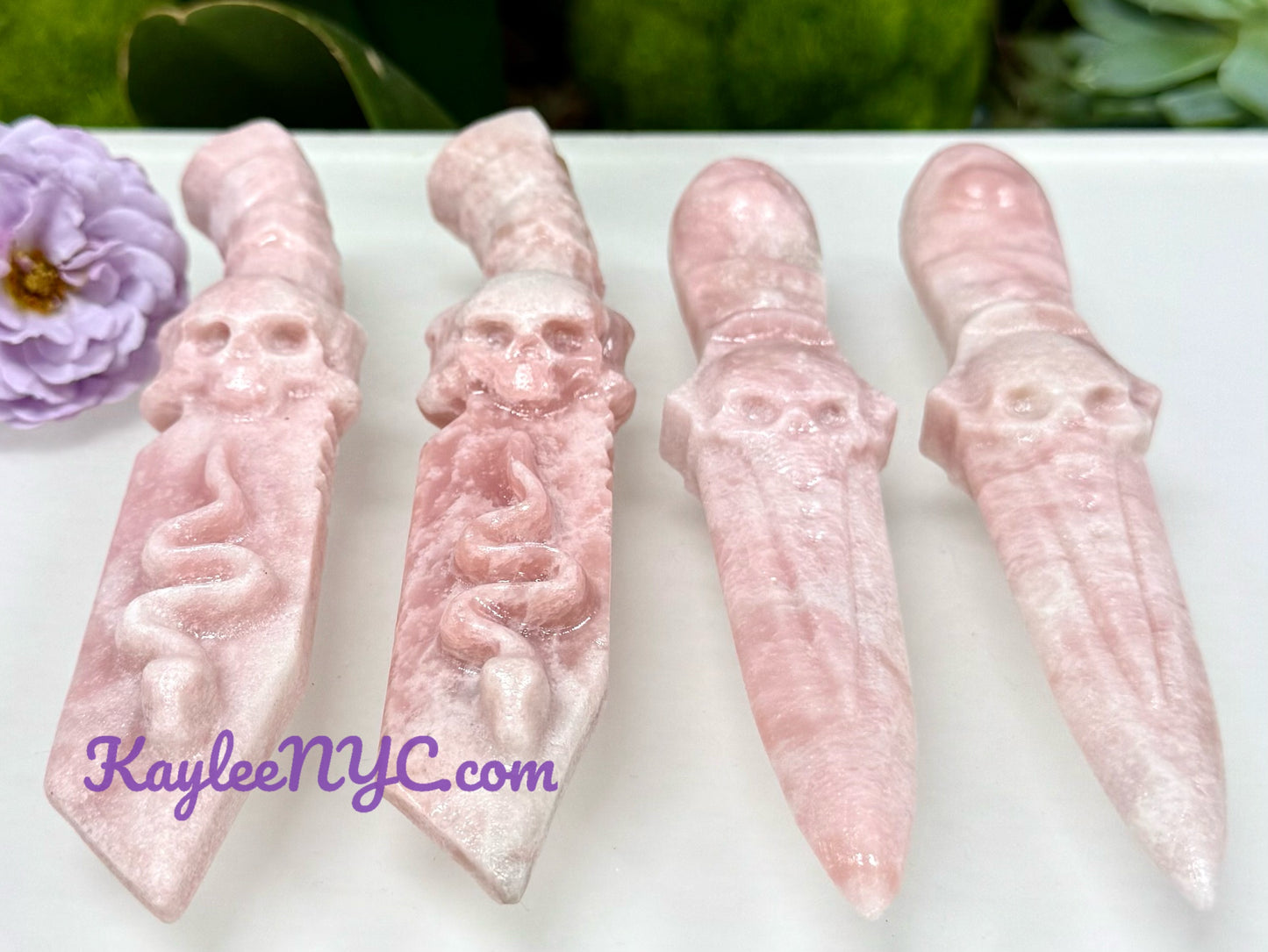 Wholesale Lot 4 pcs Natural Pink Opal Knife Crystals Healing Energy