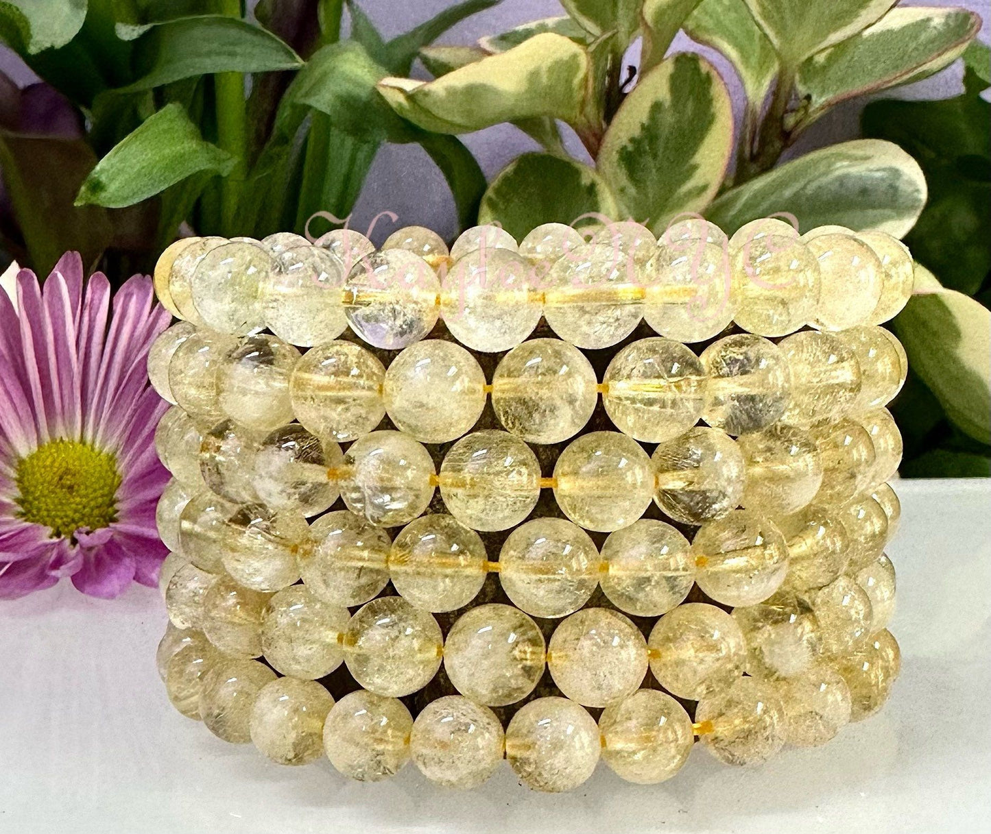 Wholesale 6 Pcs Citrine 8mm 7.5” Crystal Healing Stretch Bracelet