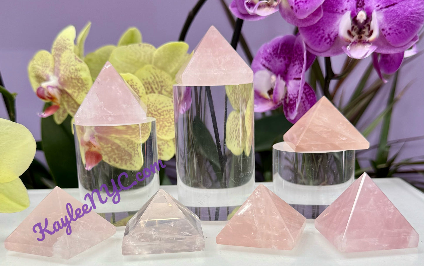 Wholesale Lot 7-8 PCs Natural Rose Quartz Pyramid Crystal Healing Energy .95-1.05 lb