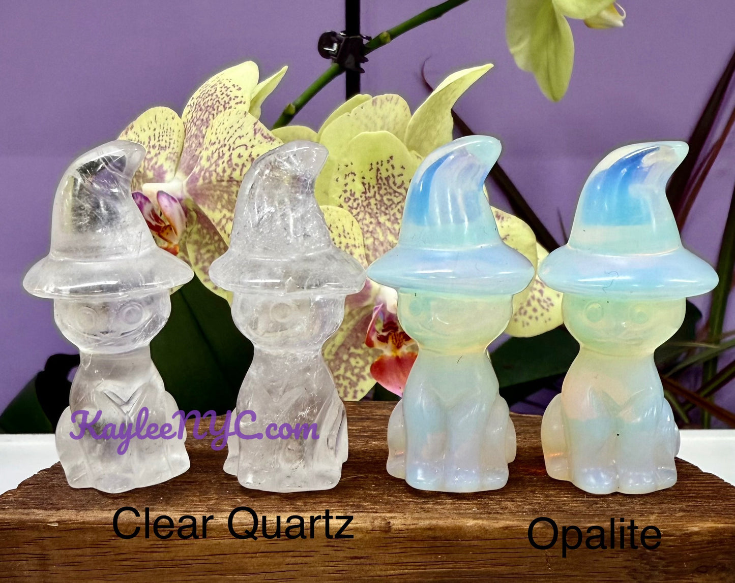 Wholesale Lot 8 pcs 6cm Natural Crystals Witch Hat Cat Healing Energy