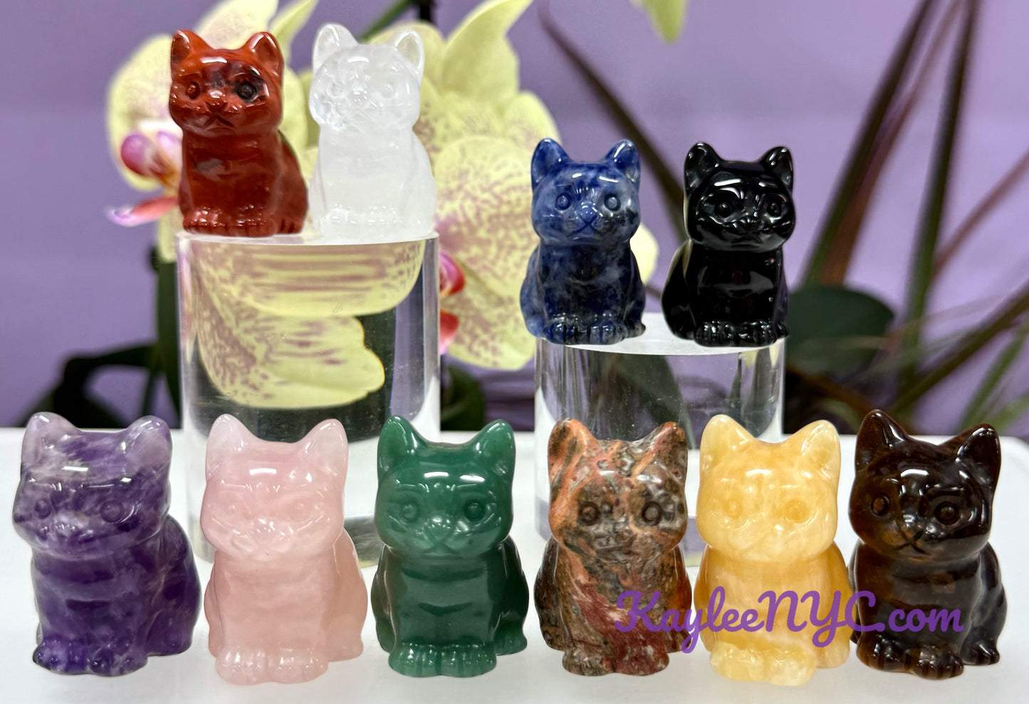 10 PCs Natural Crystals Cat Healing Energy