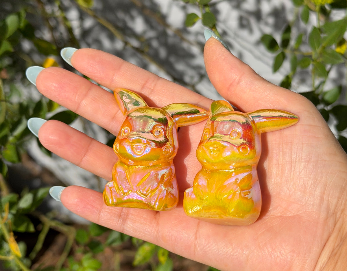 6 PCs Aura Orange Calcite Pika Crystals