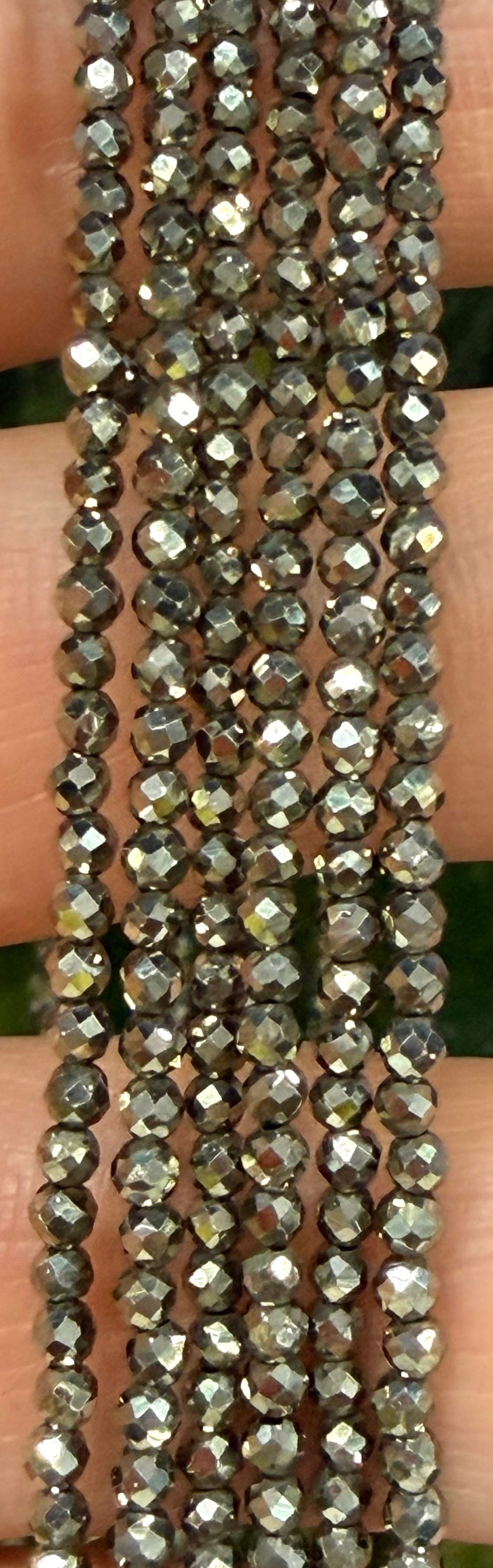 6 PCs 2mm Faceted Natural Pyrite Anklet with Stainless Steel Findings