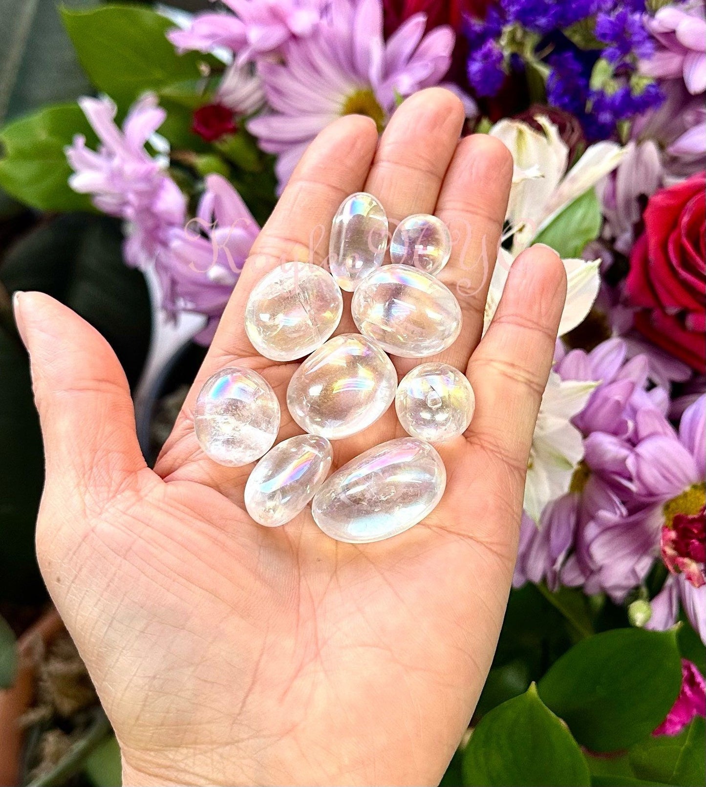 Wholesale Lot 1 Lb Angel Aura Quartz Mini Tumble Crystal Nice Quality Healing Energy