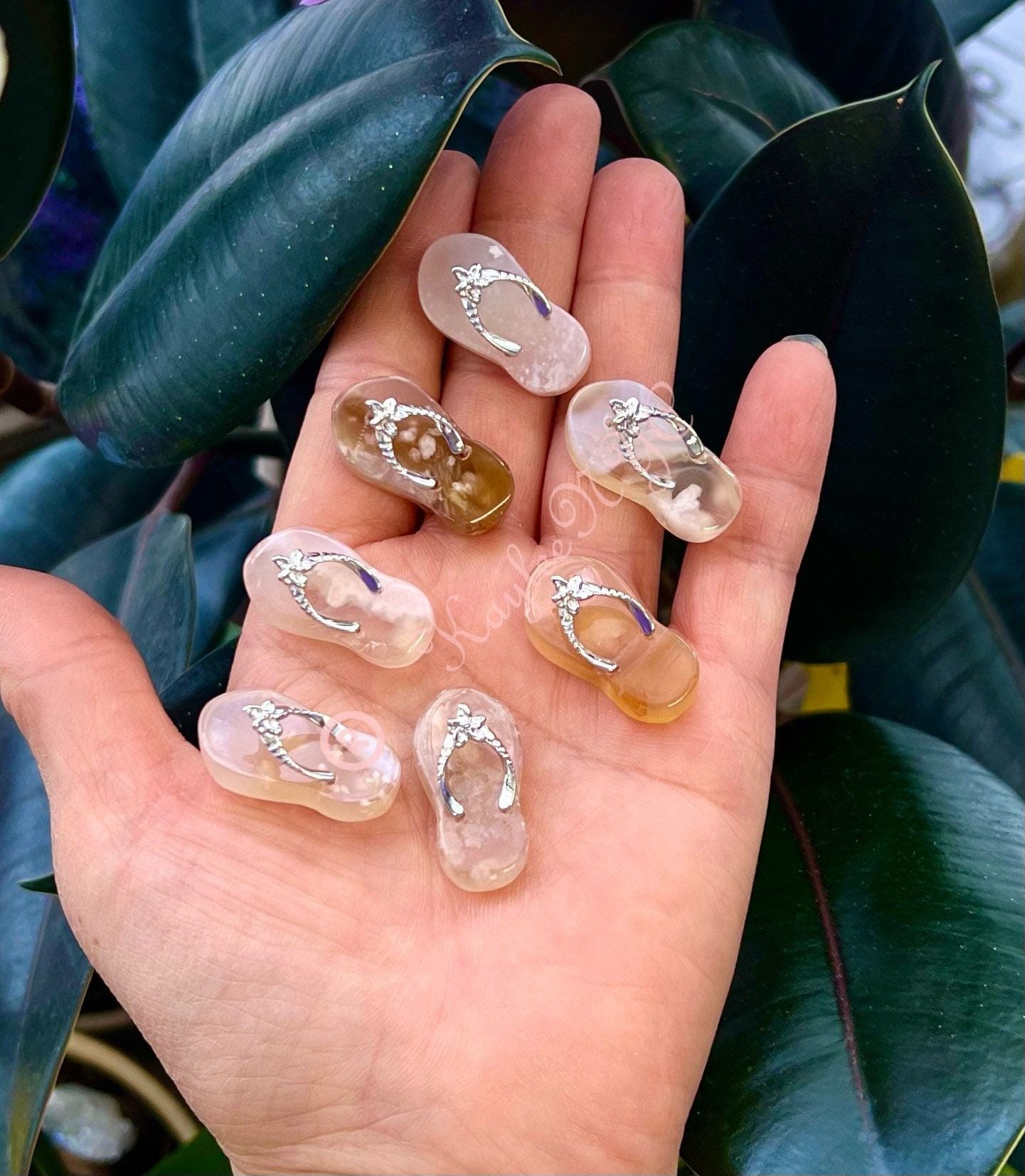 Wholesale Lot 18 PCs 1.1” Natural Flower Agate Sandal Healing Energy
