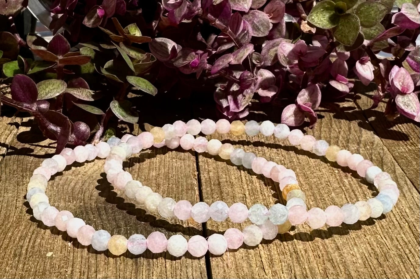 Wholesale Lot 6 Pcs Natural Faceted Morganite 4mm 7.5” Crystal Healing Stretch Bracelet