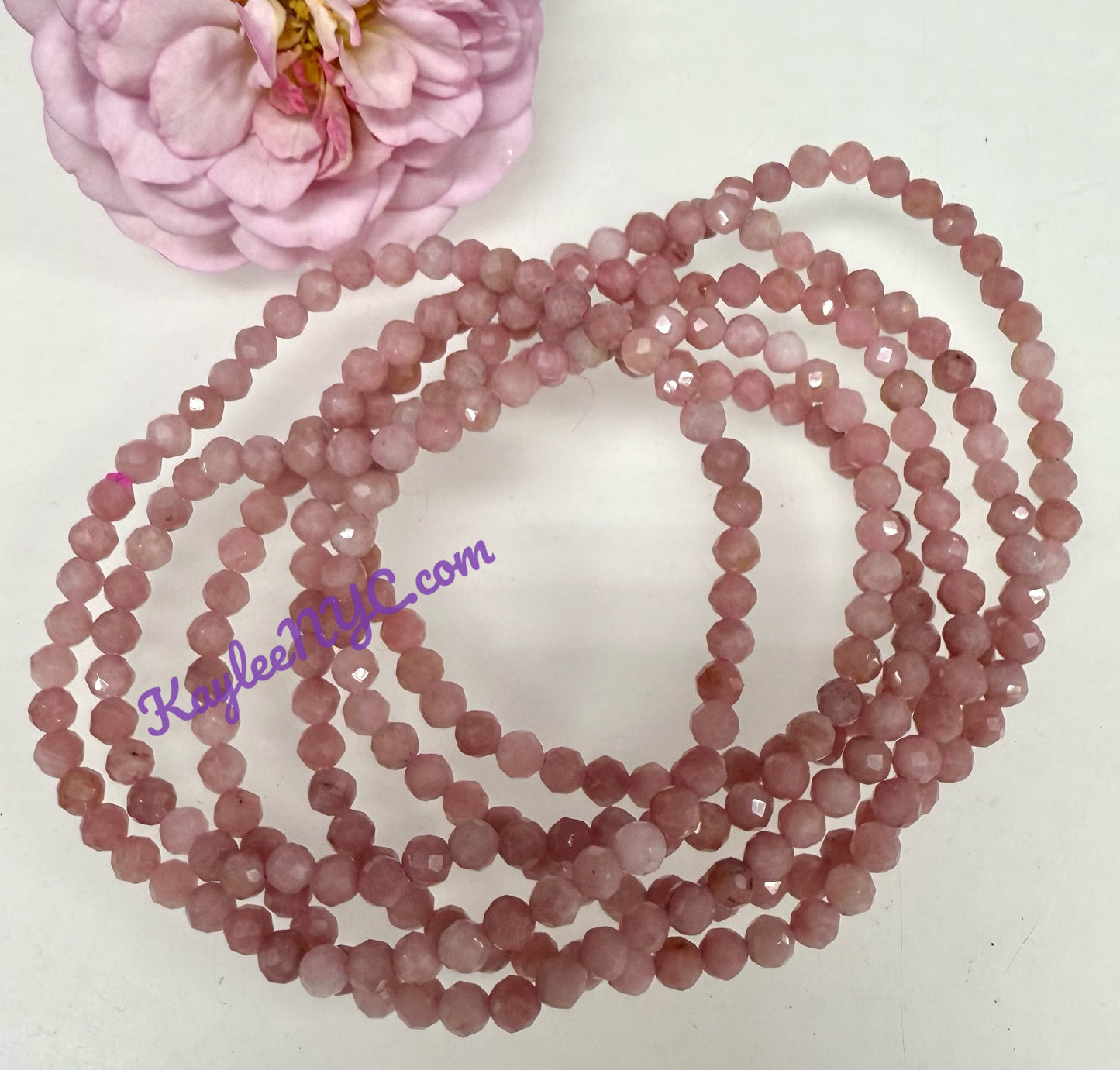 Wholesale Lot 6 Pcs Natural Faceted Pink Opal 4mm 7.5” Crystal Healing Stretch Bracelet