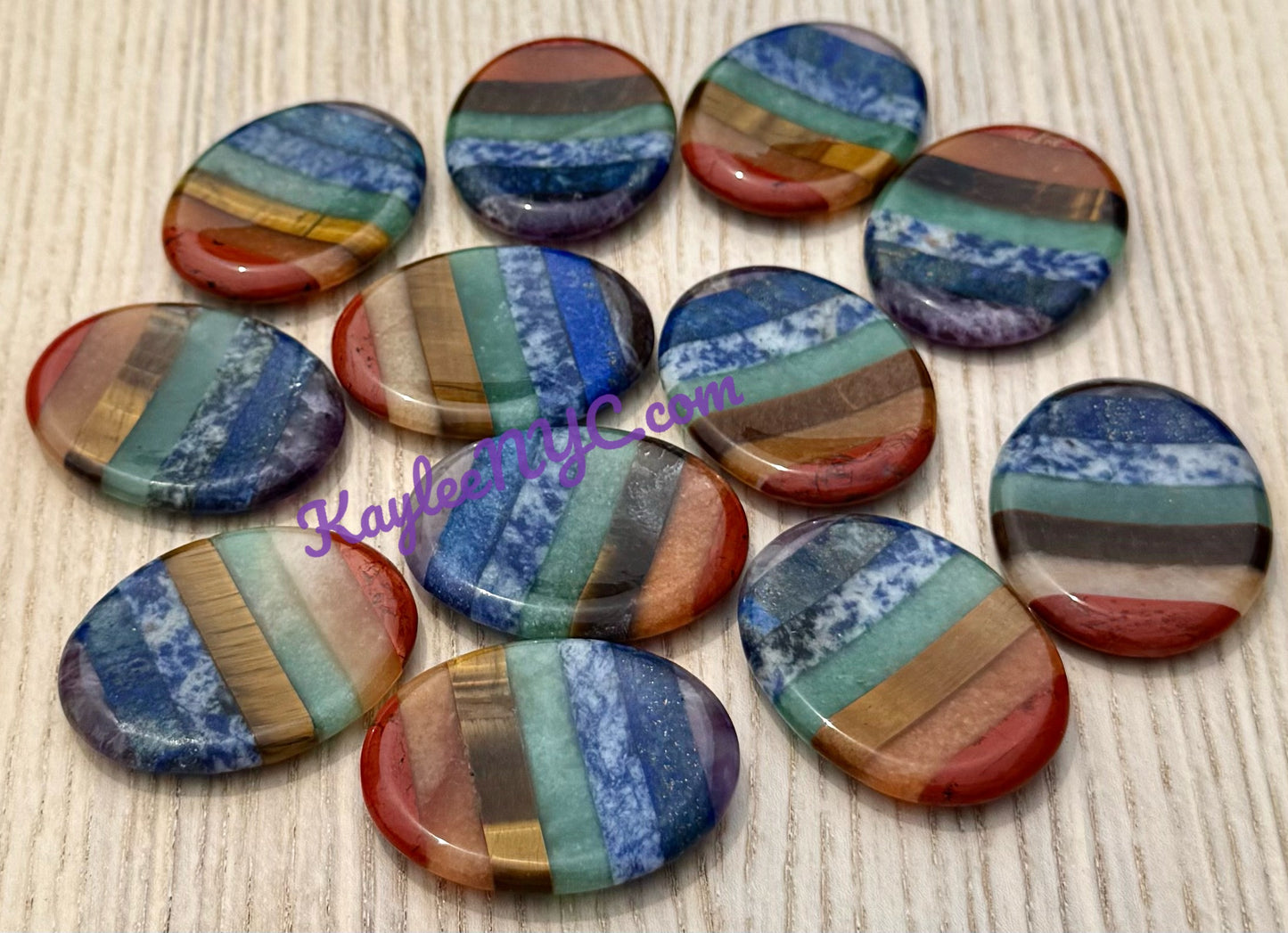 12 PCs Natural Crystals Chakra Worry Stone Healing Energy