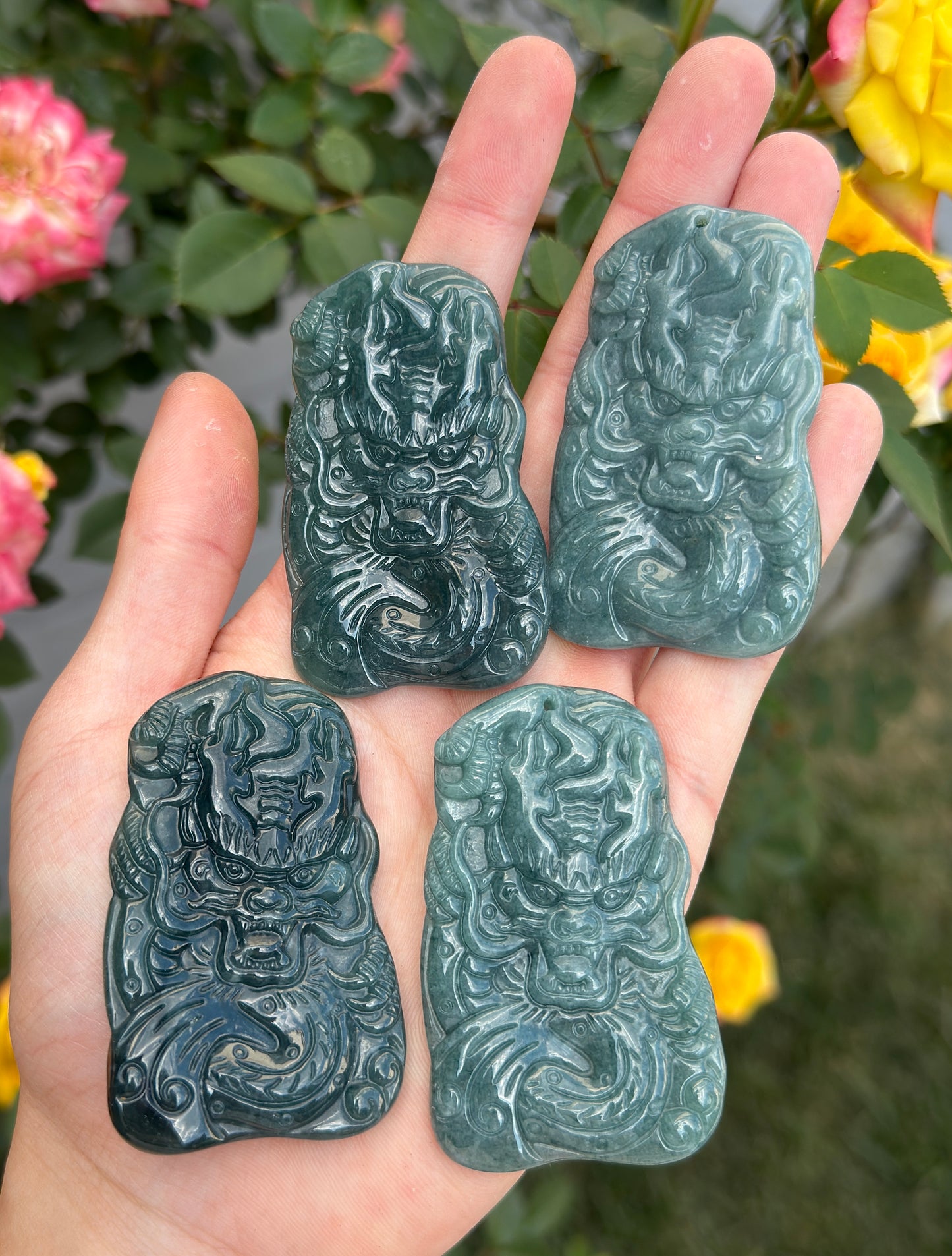 Wholesale Lot 6 Pcs Natural Jade Dragon Carving Cab Crystal Healing Energy